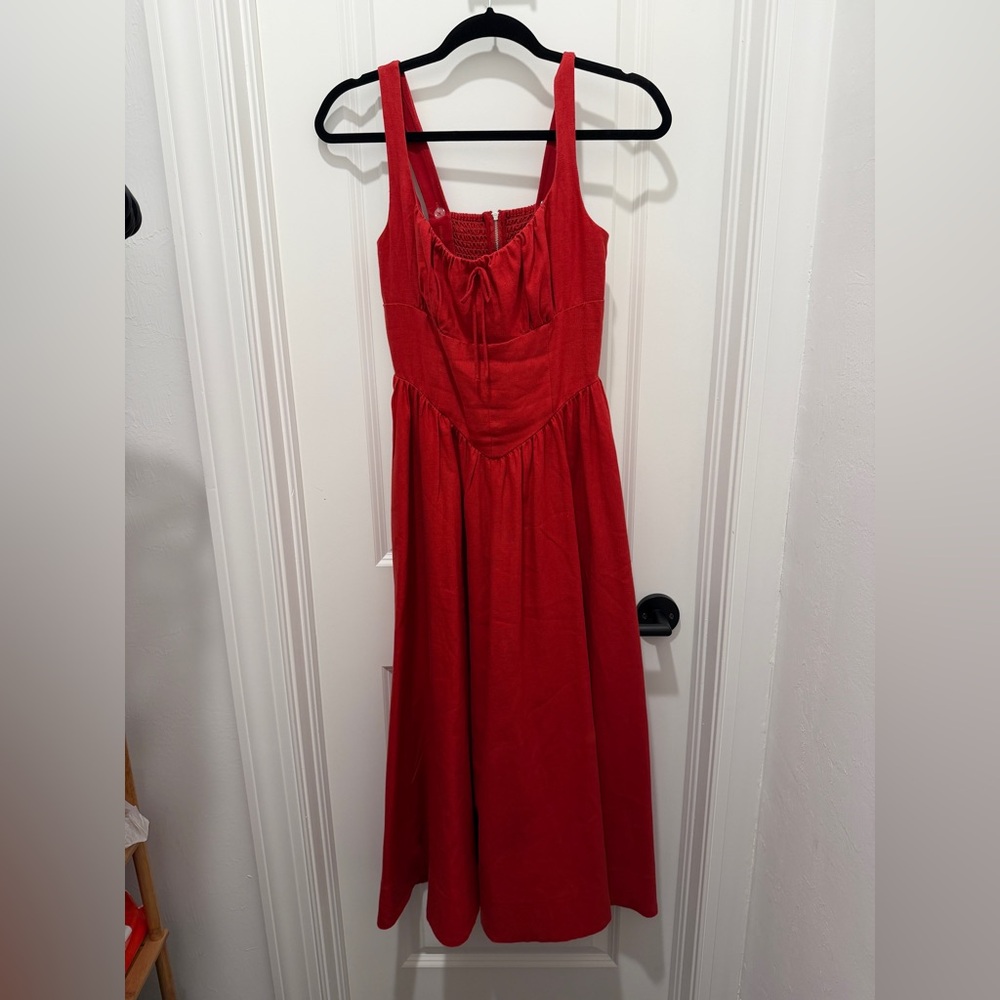 Reformation Balia Linen Dress Size 6 Sun-dried Tomato